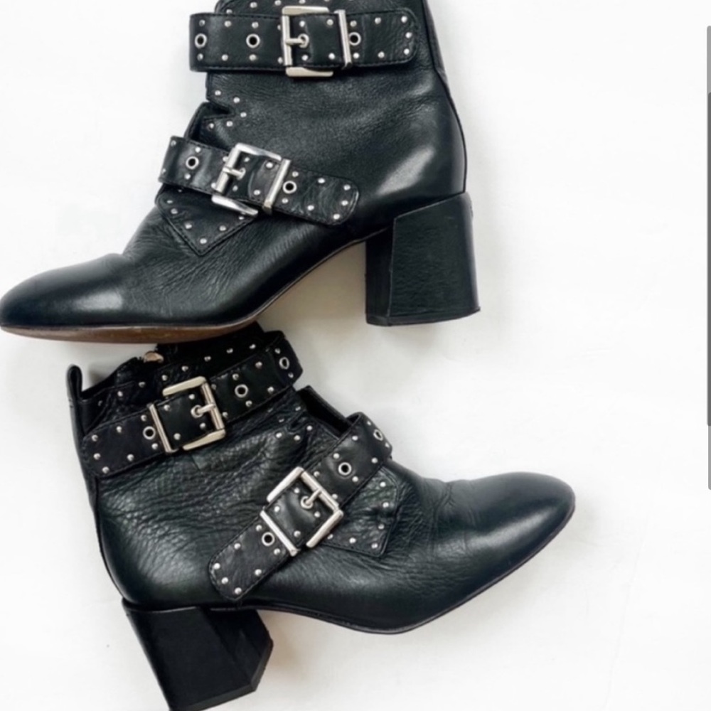 Rebecca Minkoff Logan Leather Studded Booties Black